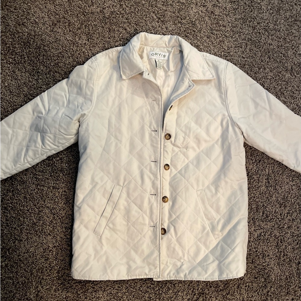 Vintage Orvis Quilted Cream White Barn Jacket GrandmaCore Cottagecore
